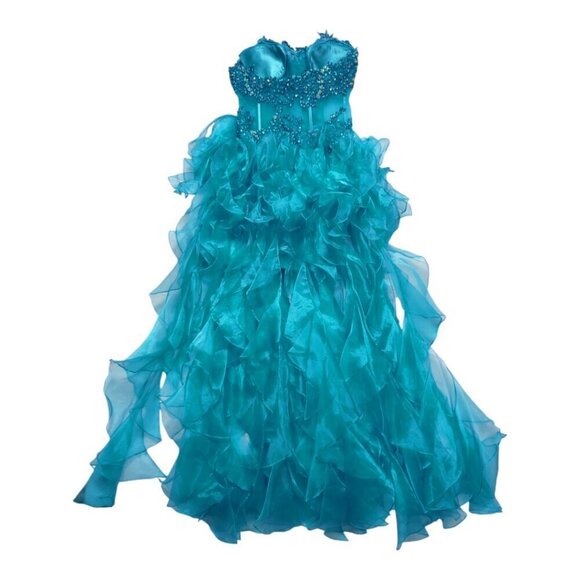 Alyce Paris Blue Strapless Embellished Salsa Style Formal Evening Gown Size 6 - Picture 11 of 11